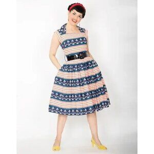 Jackie Dress in Striped Anchor Print